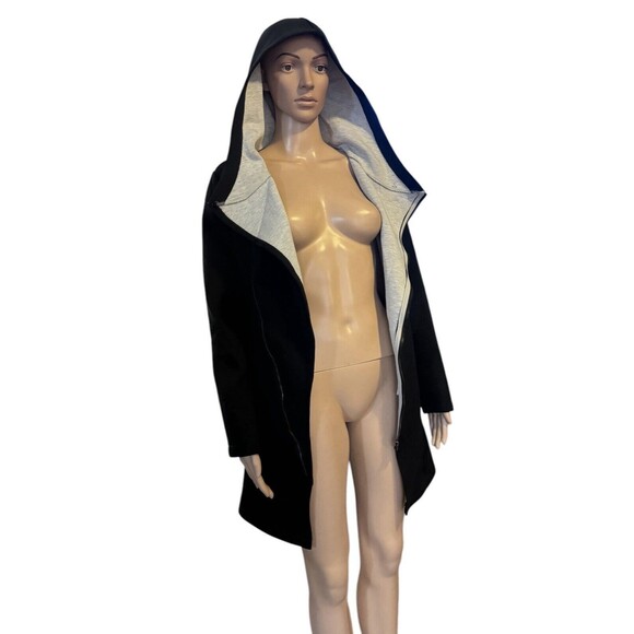 Betsey Johnson hooded jacket women’s longline scuba jacket sz small Asymmetrical - Picture 10 of 16